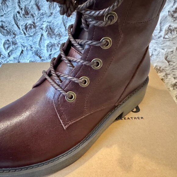 Handmade Genuine Sheepskin Combat Boots -Women's US 7.5 - Dark Coffee Brown - Picture 7 of 11